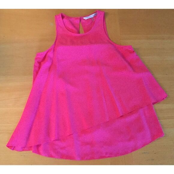 NWOT TRINA TURK KESSO HOT PINK 100% SILK LAYERED Tank Top Shirt XS $228 - Picture 3 of 8